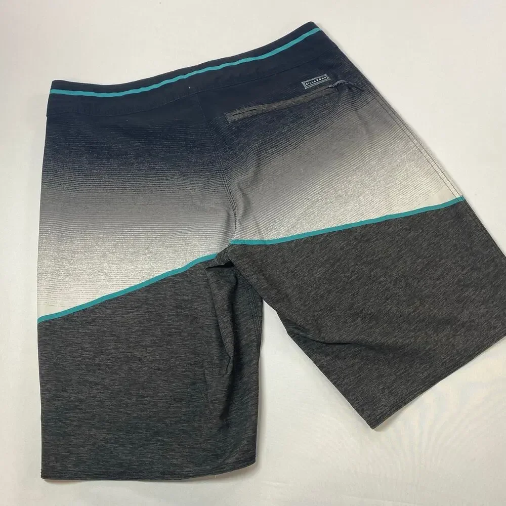 Billabong North Point Board Shorts 30 • Black/Gray Gradient • Teal Trim